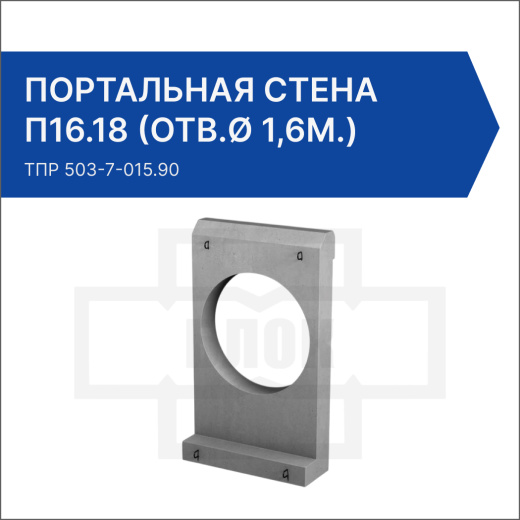 Портальная стена для раструбных труб П16.18 (отв.ø 1,6м.)